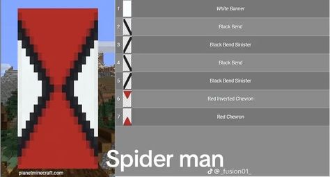 Spiderman Banner Minecraft, Minecraft Banner Ideas, Best Minecraft Banners, Cool Minecraft Banners, Mc Banner, Minecraft Banner Patterns, Minecraft P, Minecraft Tutorials, Minecraft Banner