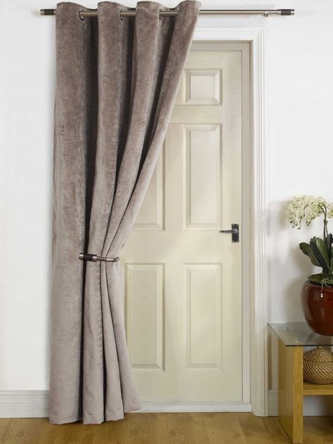 "Sydney" Mink Thermal DOOR Curtain - FAUX VELVET FABRIC- Reduces Heat Loss, Prevents Draughts, Saves Energy. Hall Curtains, Front Door Curtains, Thermal Drapes, Curtains Luxury, Living Room Nursery, Insulated Curtains, Herringbone Design, Custom Drapes, House Windows