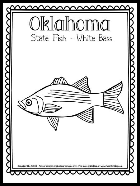 Infant Curriculum, State Project, Fish Coloring, Island Crafts, The 50 States, Fish Coloring Page, State Symbols, Social Studies Worksheets, Striped Bass