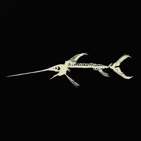 Swordfish Swordfish Skeleton, Fish Skeleton Drawing, Swordfish Tattoo, Skeleton Warrior, Fish Skeleton, Skeleton Drawings, Animal Skeletons, Bleach T Shirts, Tattoo Sleeve