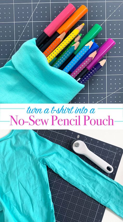 Quick and Easy No-sew Pencil Pouch - 100 Directions No Sew Pencil Case, Diy Pencil Pouch, Pencil Pouch Diy, School Pouch, Pouch Diy, Diy Pencil, Monthly Crafts, Quick Crafts, Your Drawing