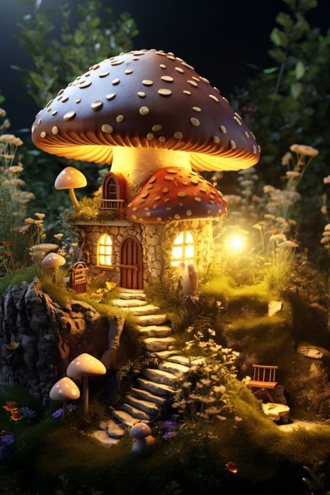 Succulent Fairy Garden Ideas, Succulent Fairy Garden, Fairytale Houses, Fantasy Cottage, Mushroom Cottage, Fairy Garden Ideas, Underwater Plants, Fairy Garden Designs, Mushroom Fairy