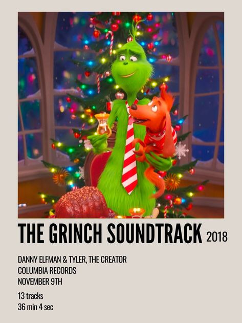 minimal aesthetic holiday polaroid christmas album poster for dr. seuss the grinch soundtrack by danny elfman and tyler, the creator The Grinch Movie Poster, Chrismukkah Party, Polaroid Christmas, The Grinch 2018, Grinch 2018, Grinch Movie, Christmas Movies List, Dr Seuss Grinch, Dr Seuss The Grinch