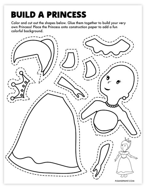 build a princess Cut And Paste Activities For Kids, Free Printable Crafts For Kids, Printable Crafts For Kids, Flowers Paper Craft, Mountain Bluebird, Princess Crafts, Unicorn Craft, Fathers Day Coloring Page, Free Printable Crafts