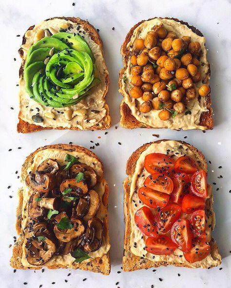 Soy Mushrooms, Open Faced Sandwich Recipes, Healthy Toast Toppings, Curried Chickpeas, Hummus Sandwich, Healthy Toast, Vegan Keto Recipes, Vegan Recipes Plant Based, Breakfast Photo