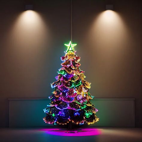 Free Neon Christmas Tree Background Neon Christmas Tree, Christmas Lights Tree, Colorful Christmas Lights, Free Christmas Backgrounds, Neon Christmas, Happy New Year Greeting Card, Origami Christmas Tree, Tree Background, Christmas Tree Background