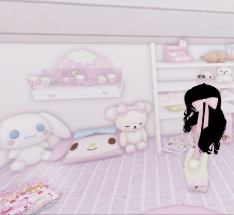 Codes For Berry Ave Cinnamonroll, Bloxburg Cinnamoroll Decal Codes, Sanrio House Exterior, Cinnamon Roll Room Sanrio, Acnh Cinnamoroll Room, Adopt Me Sanrio House, Coquette Adopt Me House, Adopt Me, Adopt Me Small House Ideas