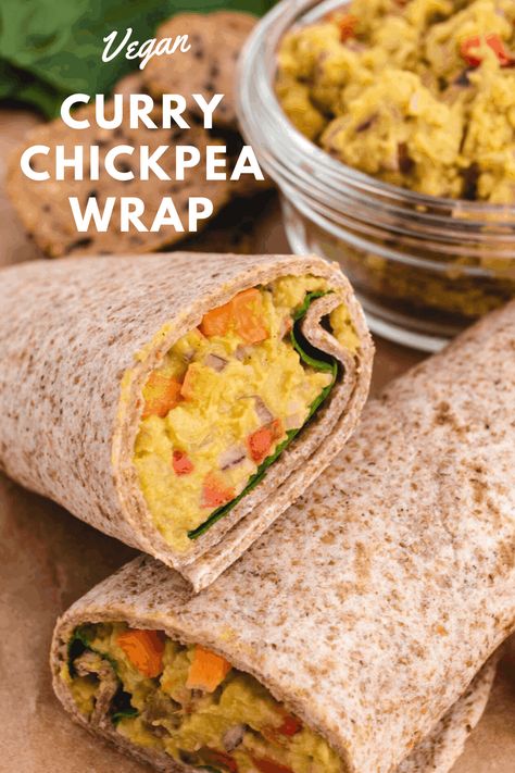 A simple vegan recipe for curry chickpea salad wraps that’s ready in about 15 minutes. Curry Chickpea Salad, Curried Chickpea Salad, Easy Lunch Prep, Chickpea Wrap, Vegetarian Lunches, Chickpea Curry Recipe, Peach Kitchen, Easy Peasy Recipes, Chickpea Salad Recipes