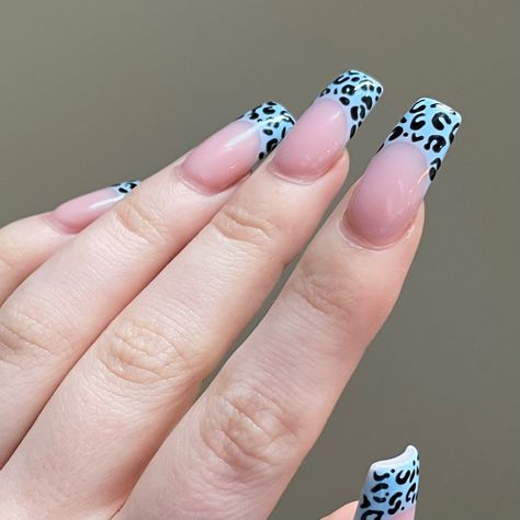 Blue Leapord Nails, Blue Cheetah Print Nails, Blue Cheetah Nails, Blue Leopard Nails, Cheetah Print Nails, Cheetah Nails, Leopard Print Nails, Easy Nails, Girly Acrylic Nails