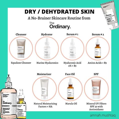 Dry Dehydrated Skin Routine, Skin Care Step By Step, Esthetician Life, Dry Skin Routine, The Ordinary Skincare Routine, The Ordinary Skincare, Skin Care Tutorial, Beauty Tricks, Affordable Skin Care