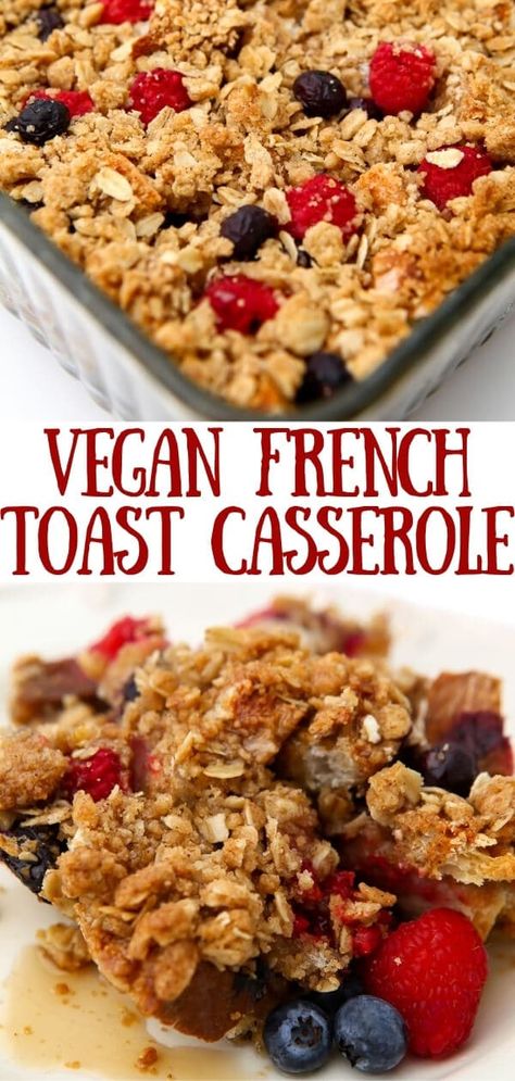 This vegan French toast casserole has all the deliciousness of French toast, but without the fuss, and it can be made ahead and baked later. This egg-free and dairy-free breakfast casserole is perfect for holiday mornings! It works great with gluten-free bread too! thehiddenveggies.com Vegan French Toast Casserole, Easy Vegan French Toast, Gluten Free Breakfast Casserole, Vegan Breakfast Casserole, Vegan Brunch Recipes, Vegan Gluten Free Breakfast, Egg Free Breakfast, Vegan French Toast, Vegan French