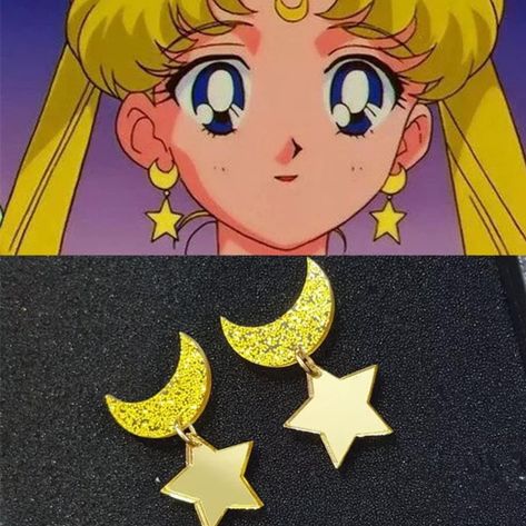 Sailor Moon Party, Sailor Moon Jewelry, Acrylic Moon, Powerpuff Girls Characters, Moon Accessories, Moon Earring, Anime Earrings, Moon Stud Earrings, Jewelry Star