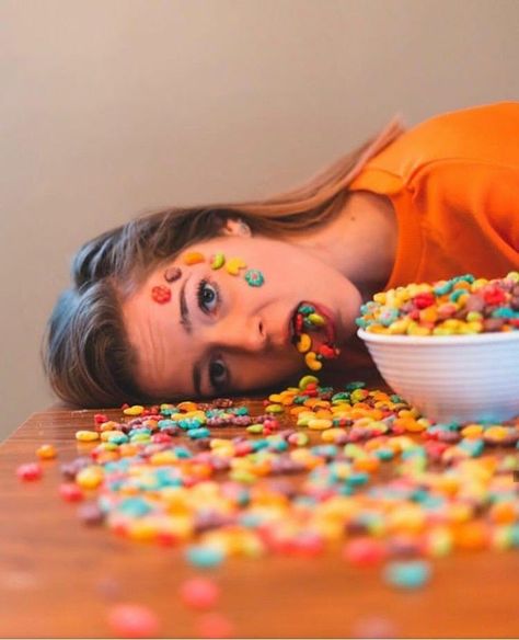 Candy Photoshoot, Eating Cereal, Kids Cereal, Debut Photoshoot, Wall Writing, Photoshoot Props, School Inspiration, Photoshoot Concept, Shooting Photo