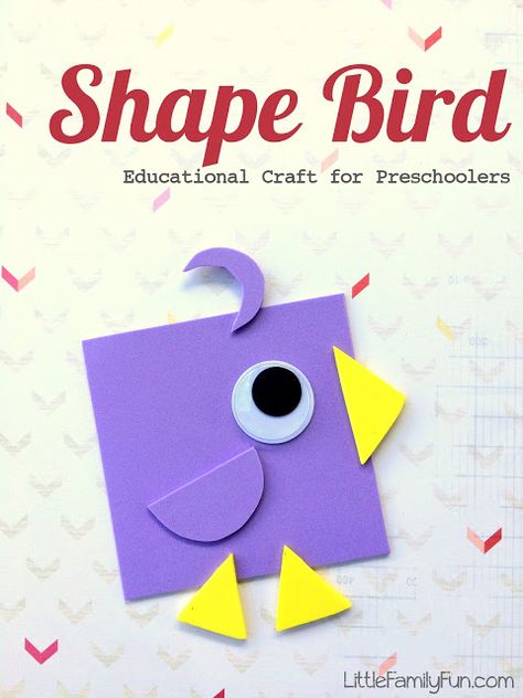 shape bird Bird Crafts Preschool, Shape Animals, Shape Activities, Crafts For Teens To Make, Shapes Preschool, Learning Shapes, Shapes Activities, Simple Craft, Bird Crafts