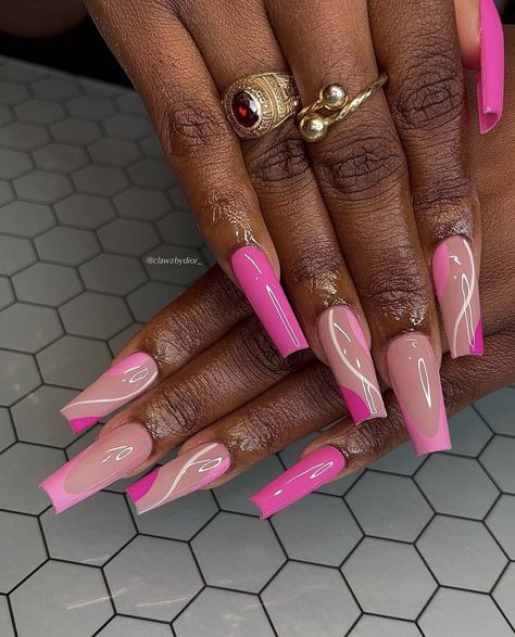 Line Nail Designs, Short Coffin Nails Designs, Barbados Vacation, Pride Nails, Birthday Nail Designs, Popular Nail Colors, Swirl Nails, Colors Nails, Baby Proof