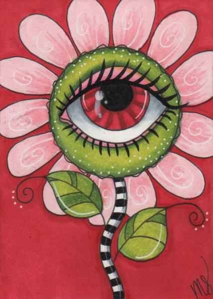 #166 eyeball flower $3.00 Eyeball Flower, Dilly Beans, Eyeball Art, Arte Indie, Psychadelic Art, Indie Drawings, Trippy Painting, Hippie Painting, Cute Canvas Paintings