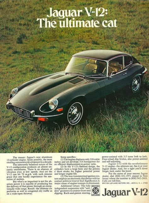 https://flic.kr/p/ByUeCs | Vintage Automobile Advertising - 1972 Jaguar V-12, Road & Track Magazine, June 1972 Jaguar Auto, Jaguar Type E, Jaguar Xke, Jaguar (cars), Jaguar Daimler, Jaguar Cars, Automobile Advertising, Tata Motors, Car Brochure