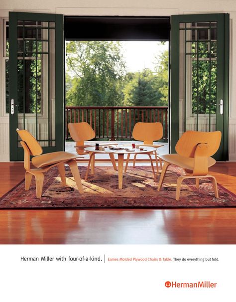 For Herman’s sake, do something. In an effort to extend its furniture beyond the office and into the home, Herman Miller turned to us to create a persuasive, smile-inducing print campaign. Twelve or so ads later, having appeared in Dwell, Metropolis, Interior Design, etc., the Doing Things print campaign earned the highest recall among all … Continue reading Herman Miller / Doing Things → Plywood Coffee Table, Plywood Chair, Loft Interior, Charles Ray, Eames Chairs, Solid Wood Dining Chairs, Charles Eames, Simple Kitchen, Ray Eames