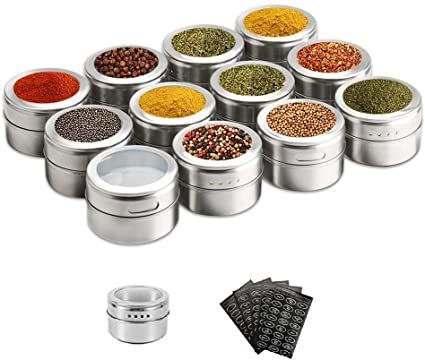 Amazon.com: WeChip Landw 12 PCS Magnetic Spice Tins,Stainless Steel Spice Jar Containers,Spice Jars Organizer, Seasoning Organizers Includes 120 Labelling Stickers : Home & Kitchen Magnetic Spice Tins, Magnetic Spice Jars, 7 Spice, Magnetic Spice, Stainless Steel Containers, Spice Rack Organiser, Spice Tins, Spice Labels, Spice Racks