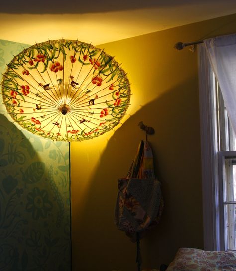 Parasol Decor, Parasol Lights, Anna Maria Horner, Brass Bed, Under My Umbrella, Xmas Lights, Home Goods Decor, Dream Room Inspiration, Shabby Chic Decor