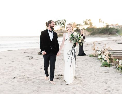 Black Tie Beach Wedding Black Tux Beach Wedding, Tux Beach Wedding, Black Tie Beach Wedding, Black Suit Groom, Groom Suit Black, Beach Wedding Black, Beach Wedding Groom, Beach Wedding Suits, Elegant Black Tie