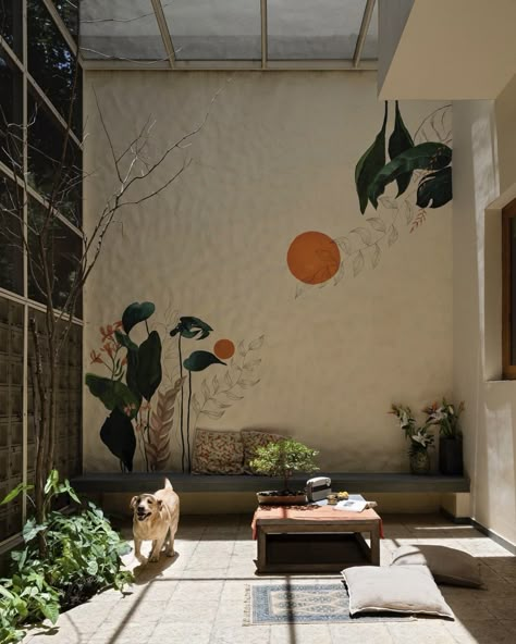 Zen Interior Design, Indian Wall Art, India Home Decor, Indian Home Design, Indian Home Interior, Simple Wall Decor, Zen Style, Wall Decor Design, Interior Wall Design