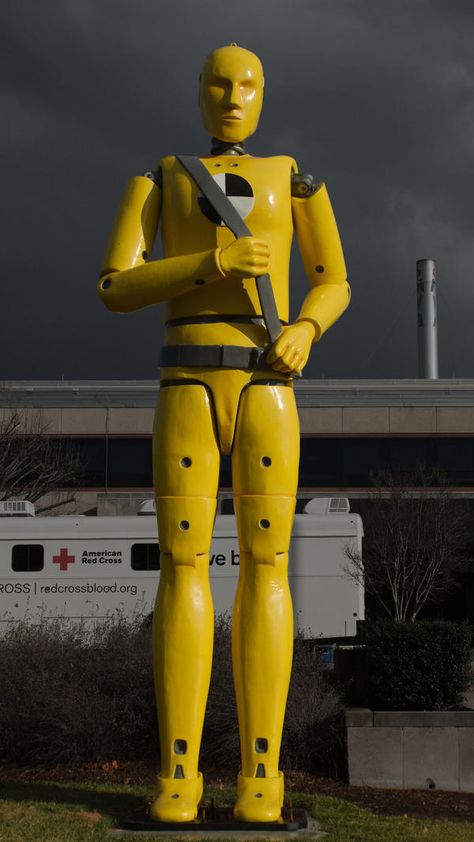 Glen Burnie: Giant Crash Test Dummy Crash Dummy, Crash Test Dummy, Magazine Aesthetic, Artist Mannequin, Crash Test Dummies, Crash Test, Roadside Attractions, Mixtape, Worlds Largest