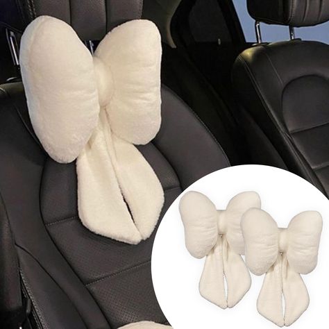 PRICES MAY VARY. 【Appealing Design】Adorned with a fluffy butterfly knot, this headrest exudes a cute, girly charm, adding an elegant and adorable touch to your car's interior. 【Material】Made of plush fabric, it provides a soft and comfortable feel, perfect for easing fatigue during long drives. 【Filling】Filled with high-quality PP cotton known for its good resilience, ensuring the pillow retains its shape and provides effective neck support. 【Ease of Installation】Features an elastic buckle desig Cute Car Things, Pretty Car Interior, Cute Car Decorations Interior, Car Decorations Interior Girly, Decorated Car Interior, Cute Cars Accessories, Car Accessories For Girls Interior, Cars For Teenagers, Plush Butterfly