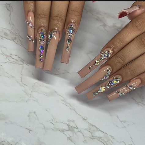 Simple Xxl Acrylic Nails, Phoenix Nails, Marble French Nails, Bedazzled Nails, Diy Rhinestone Nails, Flare Nails, Acrylic Nails Stiletto, Nails Marble, Long Square Nails