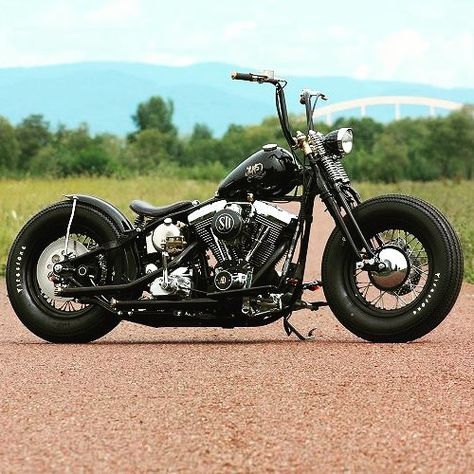 #motorcycles Harley Crossbones, Exile Cycles, Harley Davidson Dyna Wide Glide, Motos Bobber, Softail Bobber, Harley Bobber, Bobber Bikes, Custom Bobber, Street Bob