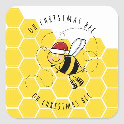 oh christmas bee tree cute funny pun card Square Sticker Size: Small, 1½ inch. Gender: unisex. Age Group: adult. Christmas Bee, Bee Christmas, Merry Christmas My Love, Fruit Puns, Bee Classroom, Christmas Bulletin Board, Perfect Wife, Husband Valentine, Mango Fruit