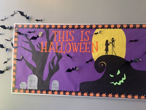 Halloween Mural, Jack Skellington Drawing, Halloween Door Decorations Classroom, October Bulletin Boards, Halloween Classroom Decorations, Bulletin Boards Theme, Halloween Bulletin Boards, Bulletin Boards Classroom Decor, October Ideas