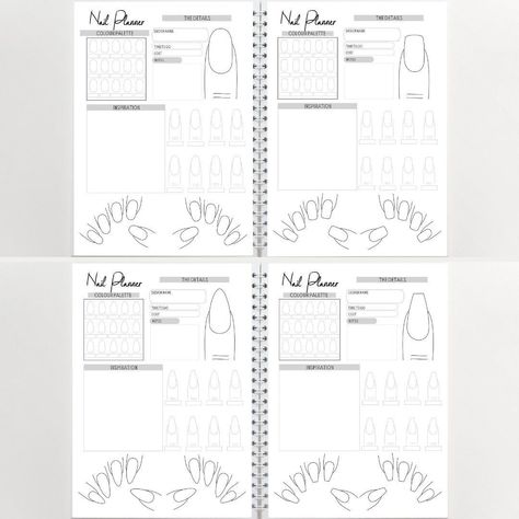 Nail Art Planning Book - Nail Technician Design Book - Beauty Salon Nail Design Planning Book - Custom Nail Design Planning Book | Printable Planner by  Daryl Evans Nail Log Game, Nail Art Planner, Nail Planner, Printable Nail Art Practice Sheet, Book Nail Art, Printable Nail Art, Planning Book, Artist Supplies, Spiral Binding