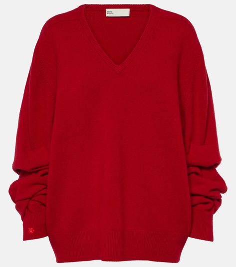 Red Hyacinth, Tory Burch Outfits, V Sweater, I Fall To Pieces, Luxury Outerwear, Designer Shopping, Color Name, Wool Blend Sweater, Ribbed Sweater