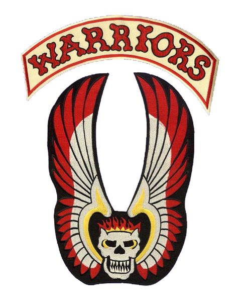 The Warriors vest logo! Warriors Logo, Warrior Movie, Warrior Logo, Movie Replica, Vest Patches, Movie Tattoo, Warrior Tattoo, The Warriors, Embroidered Badges