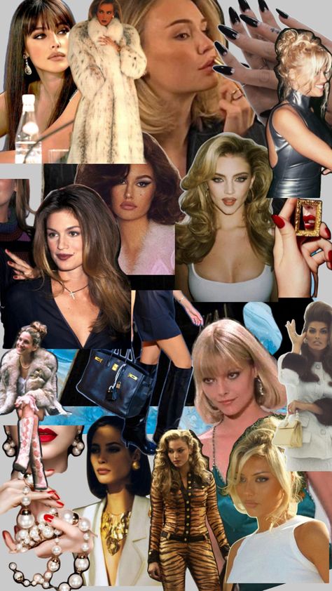 A collage of pictures of mobwife aesthetic Mob Wife Aesthetic, Wife Aesthetic, Mob Wives, Mob Wife, Aesthetic Style, Hair Nails, Themed Outfits, Aesthetic Hair, Makeup Hair