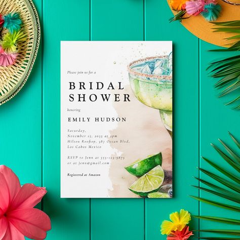 Beach Margarita, Bridal Fiesta, Mexican Fiesta Bridal Shower, Pearl Bridal Shower, Tropical Bridal Shower Invitations, Mexican Bridal Showers, Watercolor Bridal Shower Invitations, Fiesta Bridal Shower Invitations, Fiesta Bridal Shower