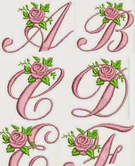 Embroidery Roses Pattern, Free Machine Embroidery Designs Pes, Alphabet Embroidery Patterns Letters, Machine Embroidery Designs Flowers, Embroidery Fonts Free, Free Embroidery Designs Pes, Embroidery Patterns Machine, Calligraphy Embroidery, Machine Embroidery Alphabet