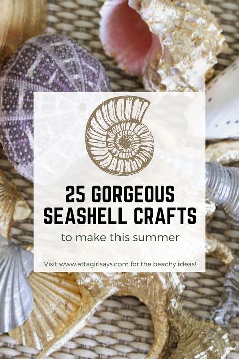 If you're planning a beach trip this summer, be sure to bring back a bucket of shells so you can try your hands at one of these gorgeous, easy seashell crafts. There's really no limit to what you can make from shells: artwork, home decor items, jewelry. chandeliers. monograms, shadowboxes, wreaths, candles and more. Includes tutorials for 25+ oyster shell and DIY seashell crafts. Seahorse Crafts, Scallop Shell Craft, Seashell Artwork, Beach Crafts Diy, Seashell Art Diy, Sea Shells Diy, Beach Themed Crafts, Diy Beach Decor, Oyster Shell Crafts