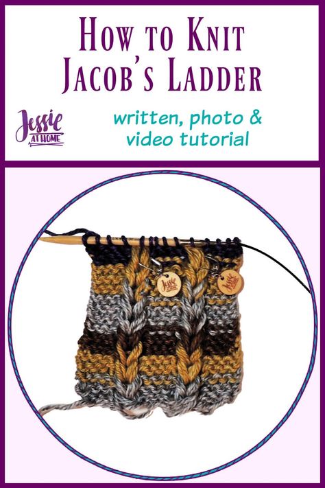 The Knit Jacob's Ladder is my take on the popular crochet stitch. I first tried it in 2015, and now I have a tutorial to help you perfect this technique. #KnitJacobsLadder #JacobsLadder #DragonWingStitch #KnitSpine #KnitTexture #ReknitStitches #DroppedKnitStitches #KnitBraid #Knitting #KnitAddict #HowToKnit #LearnToKnit #NeedleArts #Stitchopedia #VideoTutorial #KnitVideo #Tutorials #Knit #Yarn #Crafts #DIY #JAHYarn #JAHKnit #JessieAtHome #JessieRayot Knit Stitches For Beginners, Jacobs Ladder, Dragon Wing, Knitting Hacks, Popular Crochet, Jacob's Ladder, Knit Edge, Ladder Stitch, Dragon Wings