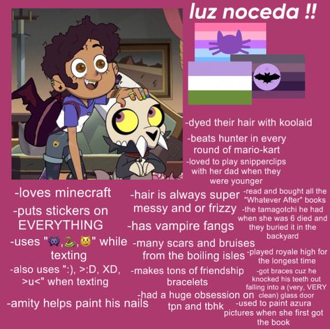 Luz Headcanons, Luz Noceda Headcanons, Titan Luz Redesign, Toh Hunter Headcannons, Hunter Toh Headcanons, Owl House Headcanons Redesigns, Toh Character Redesign, Freaks And Geeks, Kool Aid