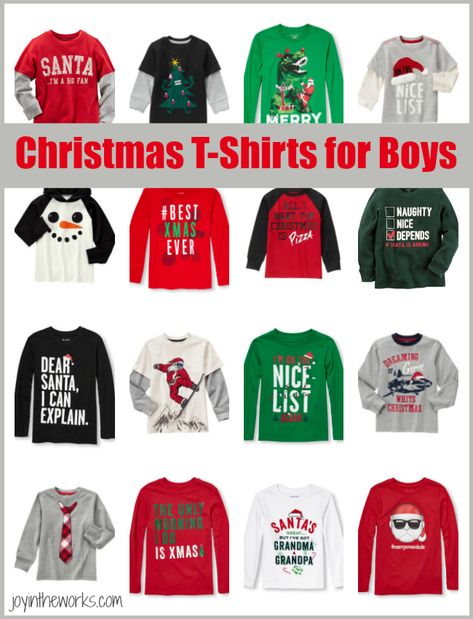 Check out the best Christmas t-shirts for boys from Gymboree, Carters, The Children's Place and more! Diy Christmas Shirts For Kids, Boys Christmas Shirts, Sports Fashion Design, Boys Christmas Shirt, Santa's Nice List, Christmas Program, Christmas Shirts For Kids, Christmas Tee Shirts, Christmas T Shirt Design