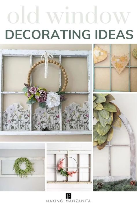 Unlock the vintage charm in your home decor! Explore our fabulous ideas for repurposing old windows into stylish statements. Pin now to discover creative ways to infuse character and history into your living space Decorating With Antique Windows, How To Decorate With Old Windows, Rustic Window Frame Decor, Vintage Window Frame Ideas, Antique Window Decor, Diy Old Windows Ideas, Decor Window Ideas, Decorating With Old Windows, Old Window Ideas