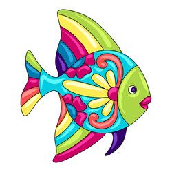 Cute Cartoon Fish, Easy Mosaic, Ceramic Cute, Fish Designs, Easy Art For Kids, Folk Floral, Jellyfish Art, Fish Vector, Cartoon Fish