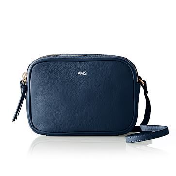 Essential Raffia Crossbody Bag | Mark and Graham Navy Crossbody Bag, Best Crossbody Bags, Leather Camera Bag, Mark And Graham, Commute To Work, Monogrammed Leather, Classic Fashion, Leather Pouch, Leather Chain