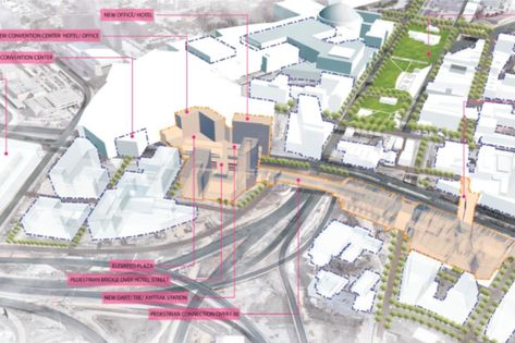 The City Dreams Up a Multimodal Transportation Hub to Complement High-Speed Rail - D Magazine Transport Hub, Speed Rail, Urban Design Plan, High Speed Rail, Central Station, Design Planning, Local News, Urban Design, Architecture Drawing