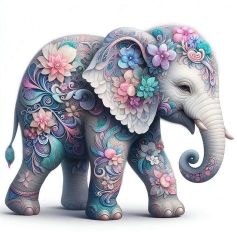 Baby Elephant Art, Baby Elephant Tattoo, Elephant Artwork, Elephant Tattoo, Elephant Art, Art Kits, 5d Diamond Painting, Baby Elephant