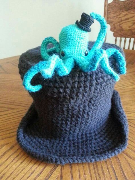 Crochet Top Hat, Octopus Hat, Amigurumi Octopus, Russian Christmas, Sonic Videos, Doc Ock, Ideas For Crochet, Crochet Octopus, Fun Crochet Projects