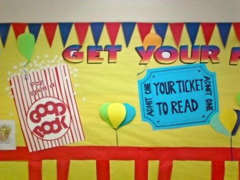 circus / carnival theme bulletin boards | Journey of a Substitute Teacher: Its a circus in the class! Circus Bulletin Boards, Carnival Bulletin Boards, Carnival Classroom, Circus Book, Circus Classroom, Freebies Ideas, Preschool Library, Fair Poster, Read A Thon