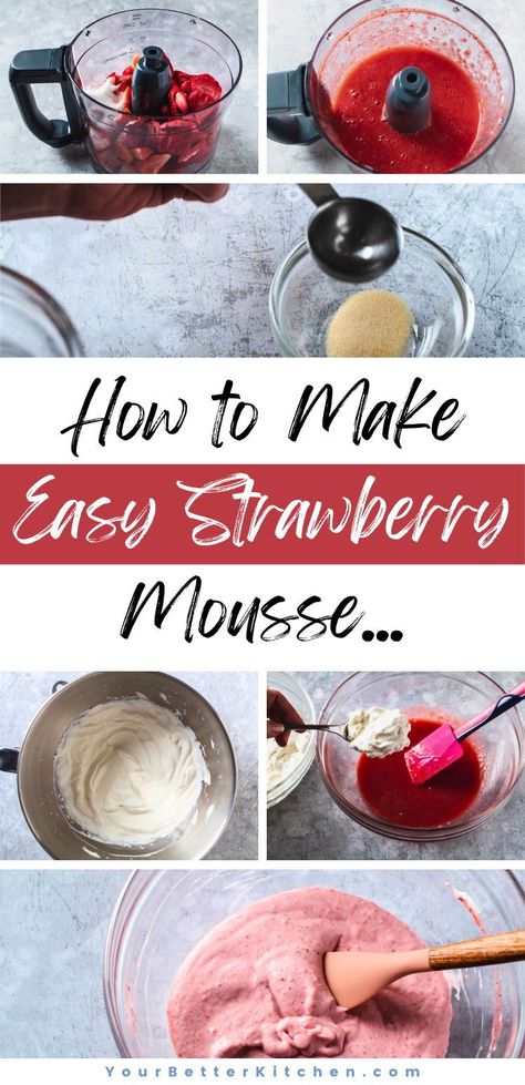 Learn how to make strawberry mousse from scratch with this easy-to-follow guide! Whether served in jars, cups, or as a filling, this homemade strawberry mousse is a delicious and versatile dessert option. Follow these simple steps to create the perfect balance of sweetness and freshness in every bite. Discover the best techniques for making strawberry mousse here. Treats In A Cup, Cool Whip Cookie, Easy Strawberry Mousse, Mousse Cake Filling, Strawberry Mousse Filling, Strawberry Cheesecake Mousse, Strawberry Mousse Recipe, Peanut Butter And Chocolate Chips, Homemade Cake Mixes